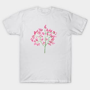 Watercolor drawing of a twig with pink flowers T-Shirt